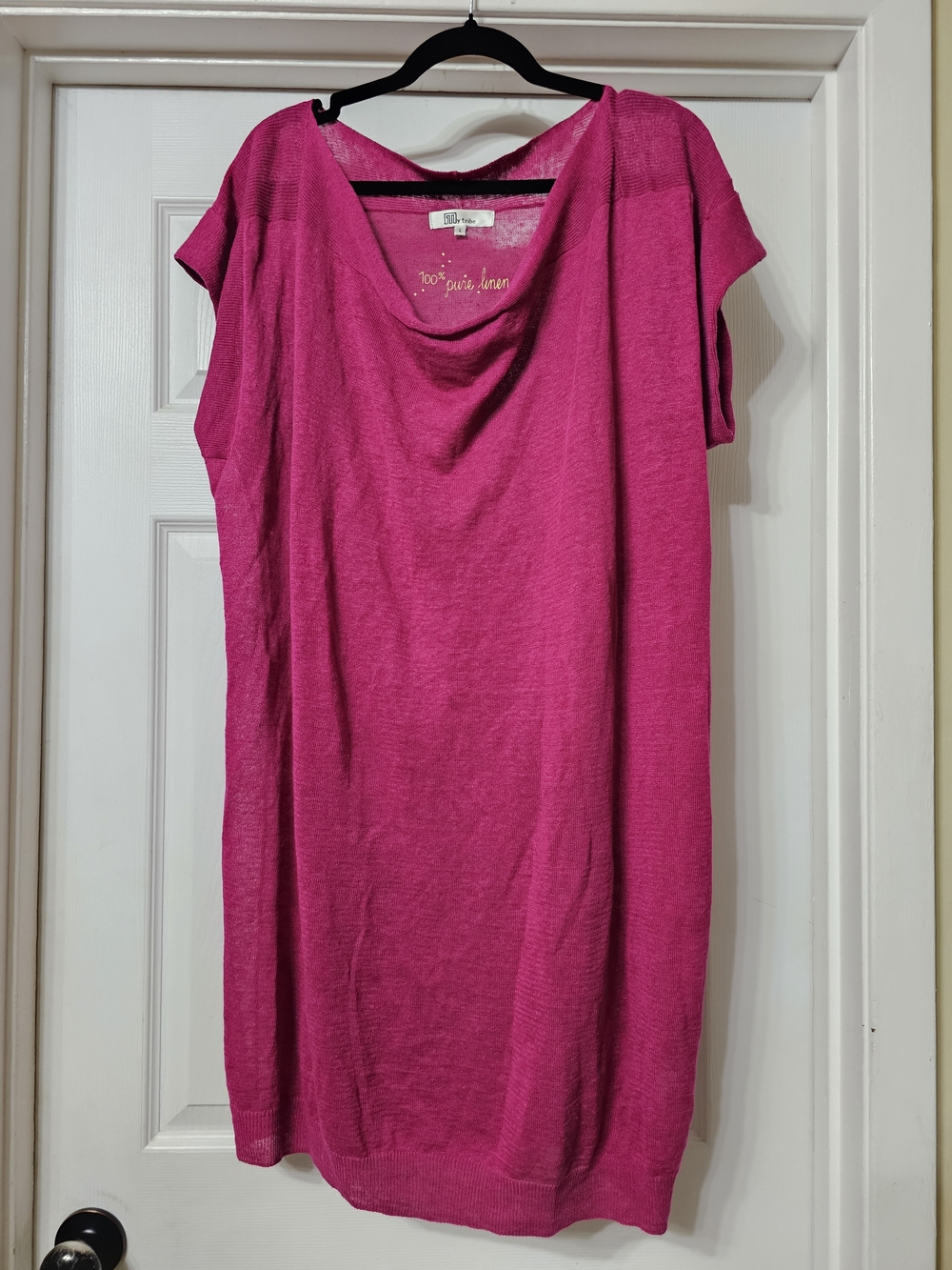 100% Linen My Tribe Fuchsia Knit Midi Dress